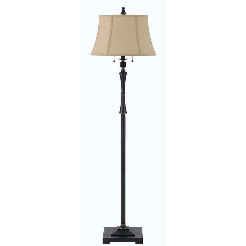 HomeRoots 61" Bronze Two Light Traditional Shaped Floor Lamp With Brown